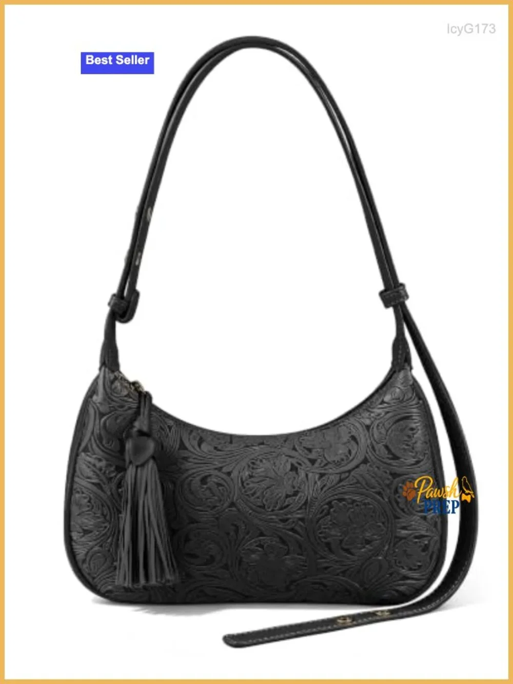 Vegan Leather Hobo Bag Floral Embossed Crossbody Purse